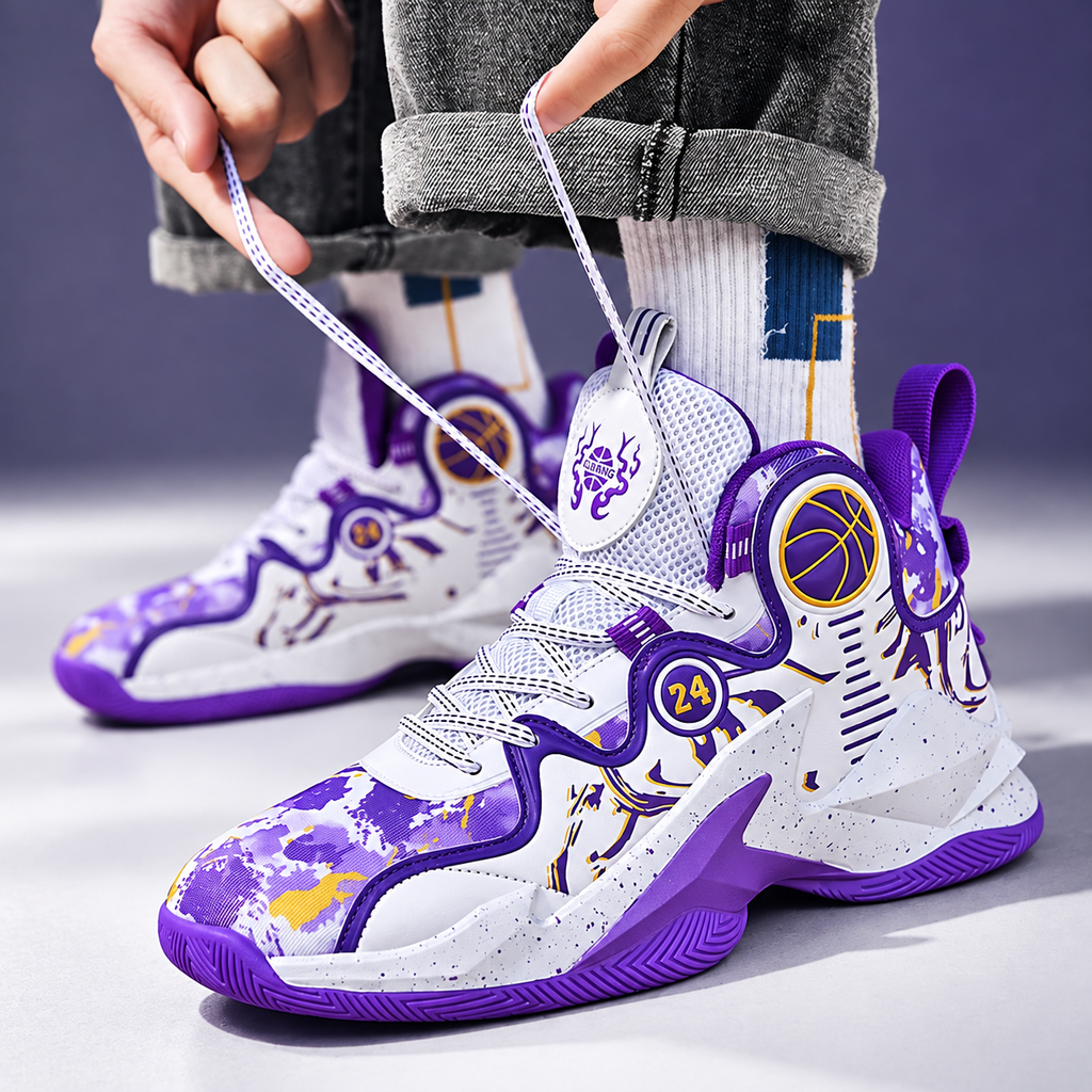 Avery High-Top Basketball-Inspired Sneakers – Sculpted Sole & Graphic Detail