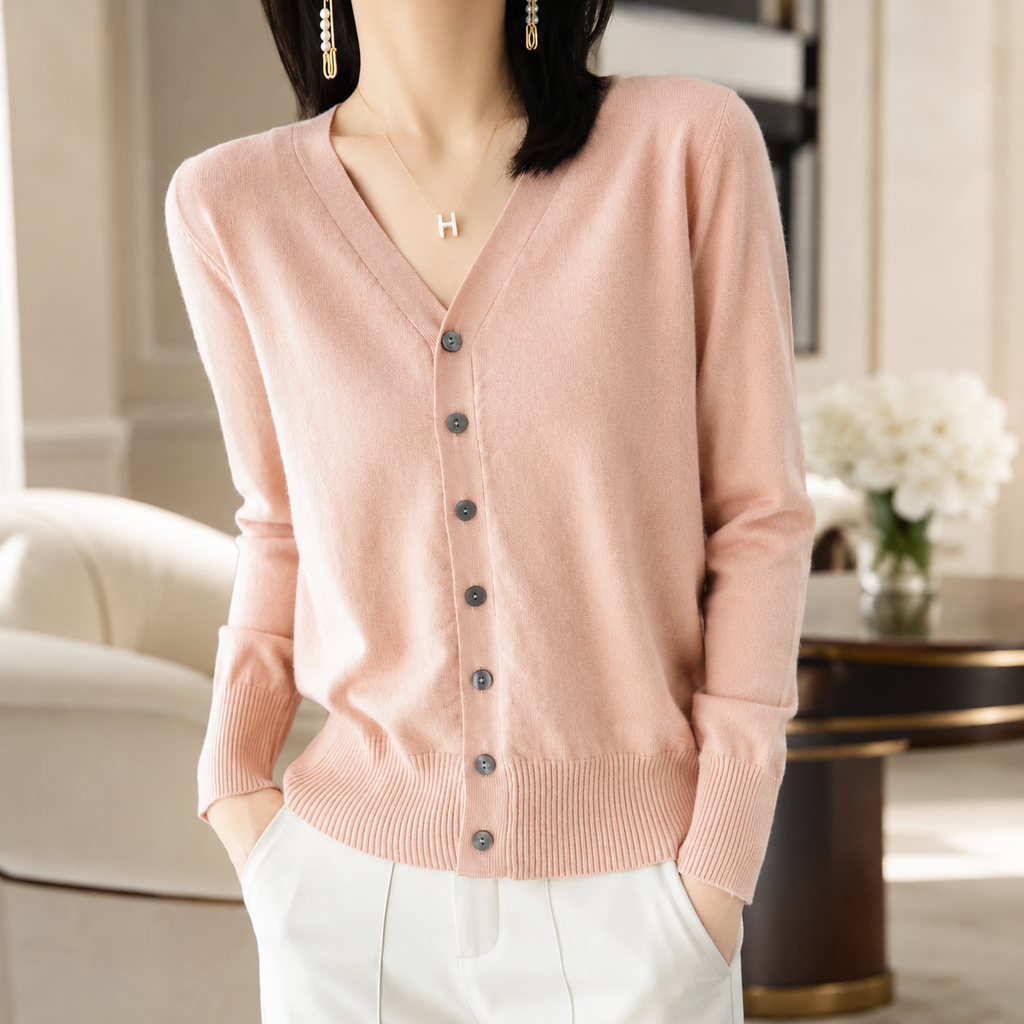Lucia Women's V-Neck Button Cardigan