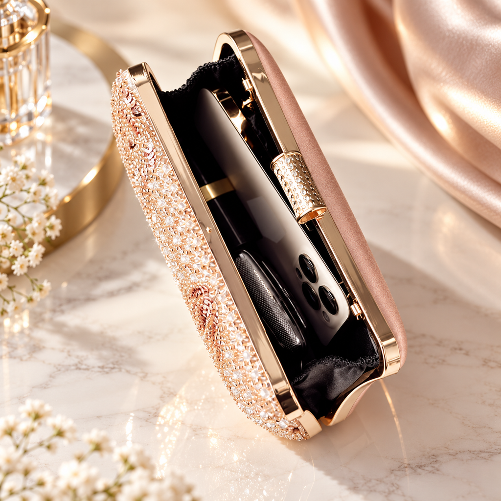 Elodie Beaded Sequin Evening Clutch with Crystal Clasp