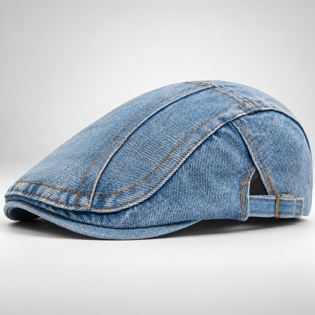 Hudson Denim Flat Cap with Adjustable Buckle
