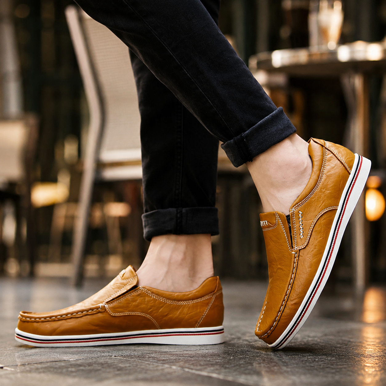 Matteo Men’s Genuine Cowhide Leather Slip-On Loafers