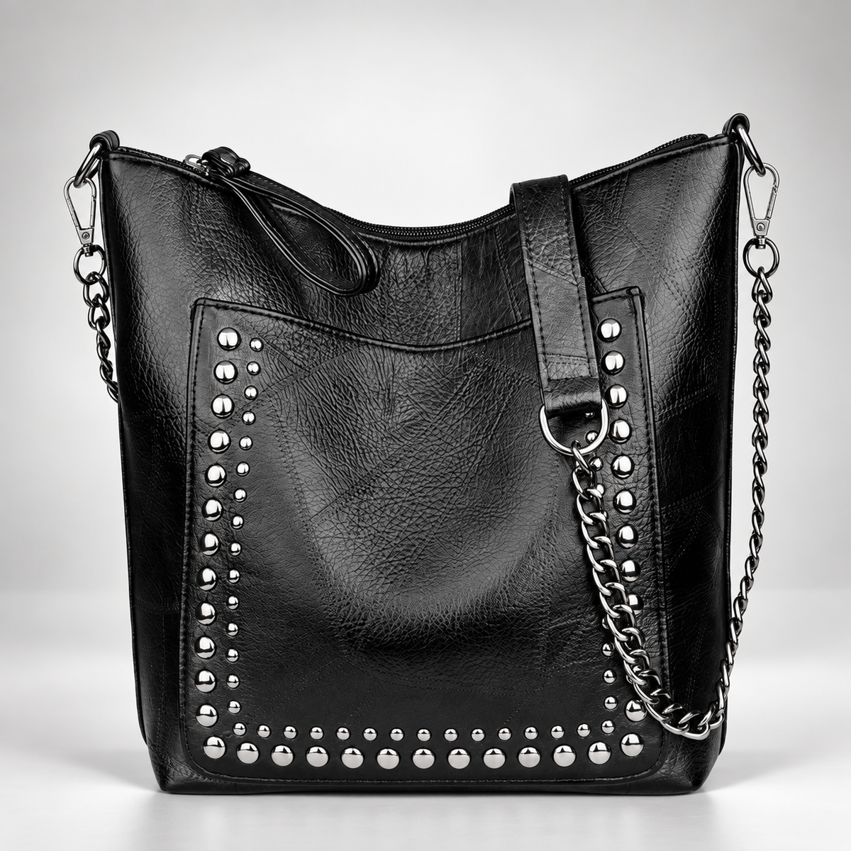 Brielle Studded Bucket Shoulder Bag