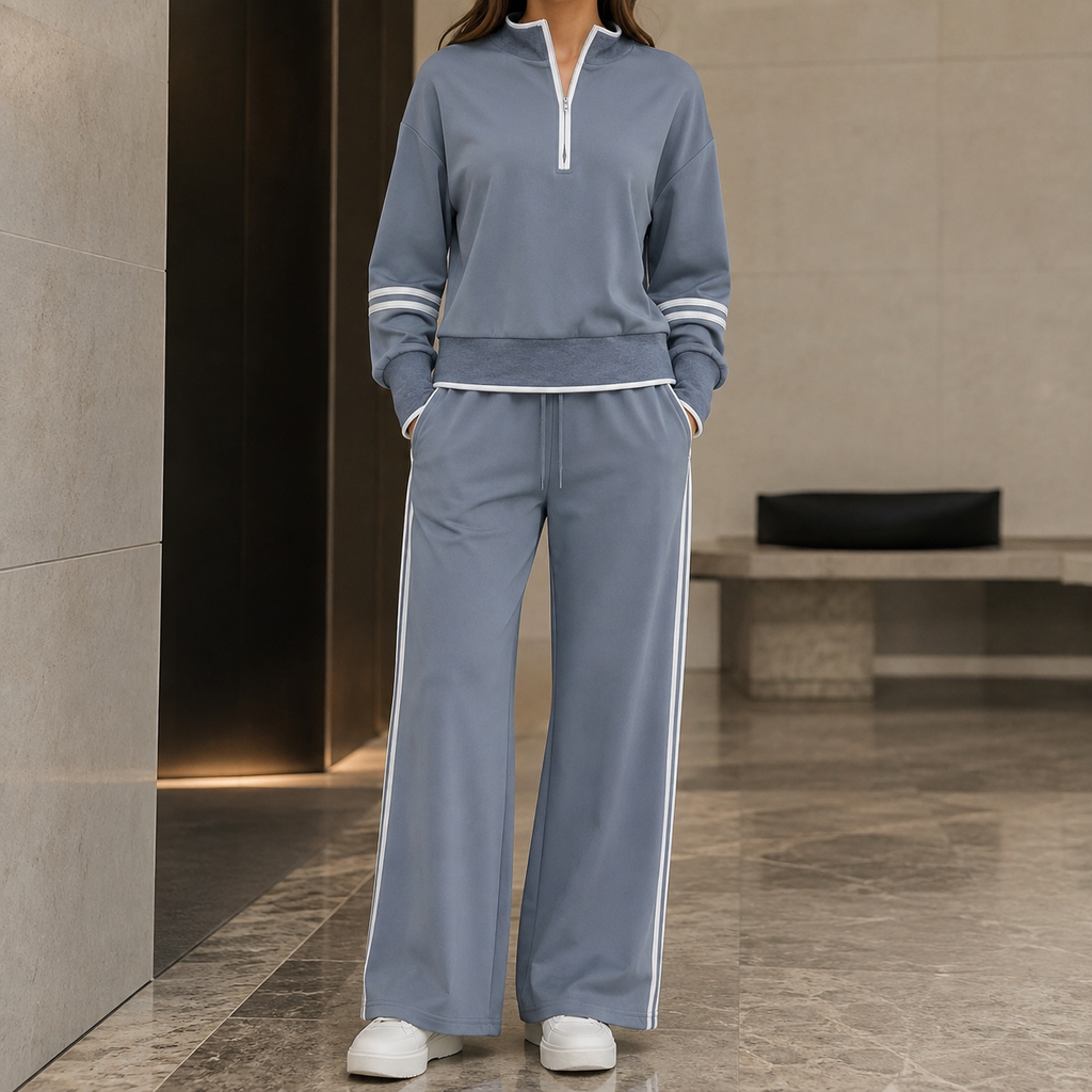 Bianca Women’s Knit Crop Top & Wide Leg Pants Set