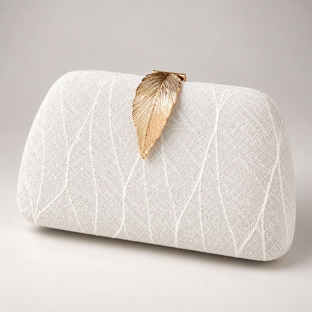 Lucia Leaf Clasp Glitter Evening Clutch Bag