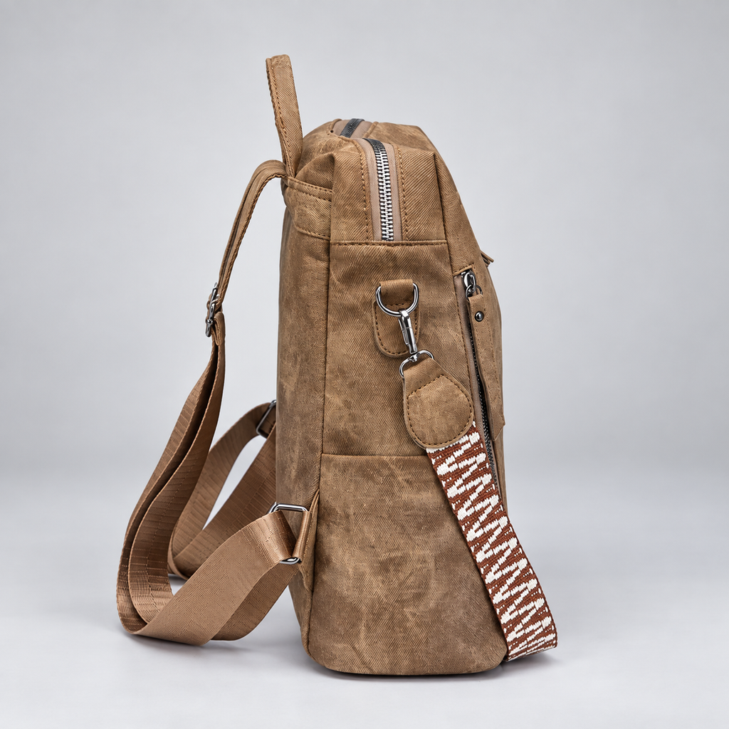 Florence Women’s Convertible Backpack Purse – Washed Multi-Pocket Crossbody Travel Bag