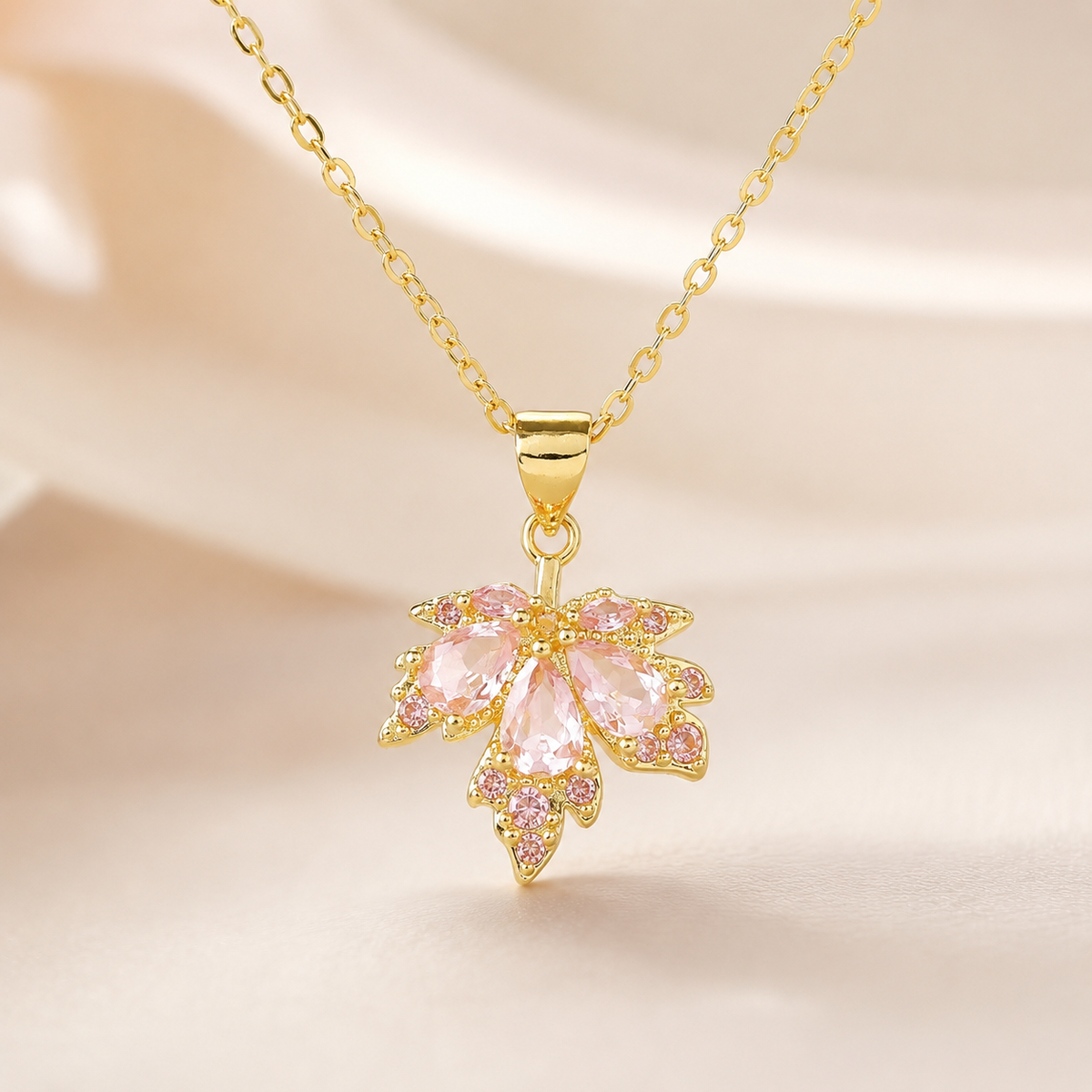 Gianna Crystal Leaf Pendant Necklace