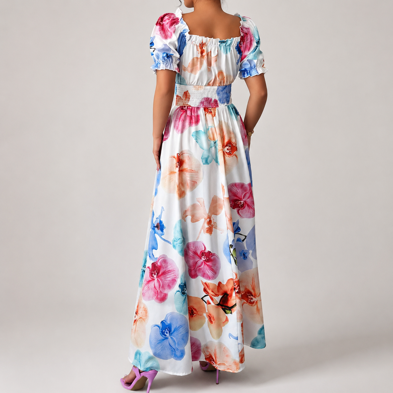Lily's Floral Puff Sleeve Maxi Dress