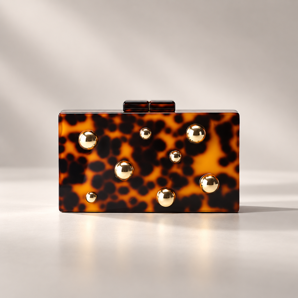 Lucia Maren Tortoiseshell & Marbled Acrylic Box Clutch
