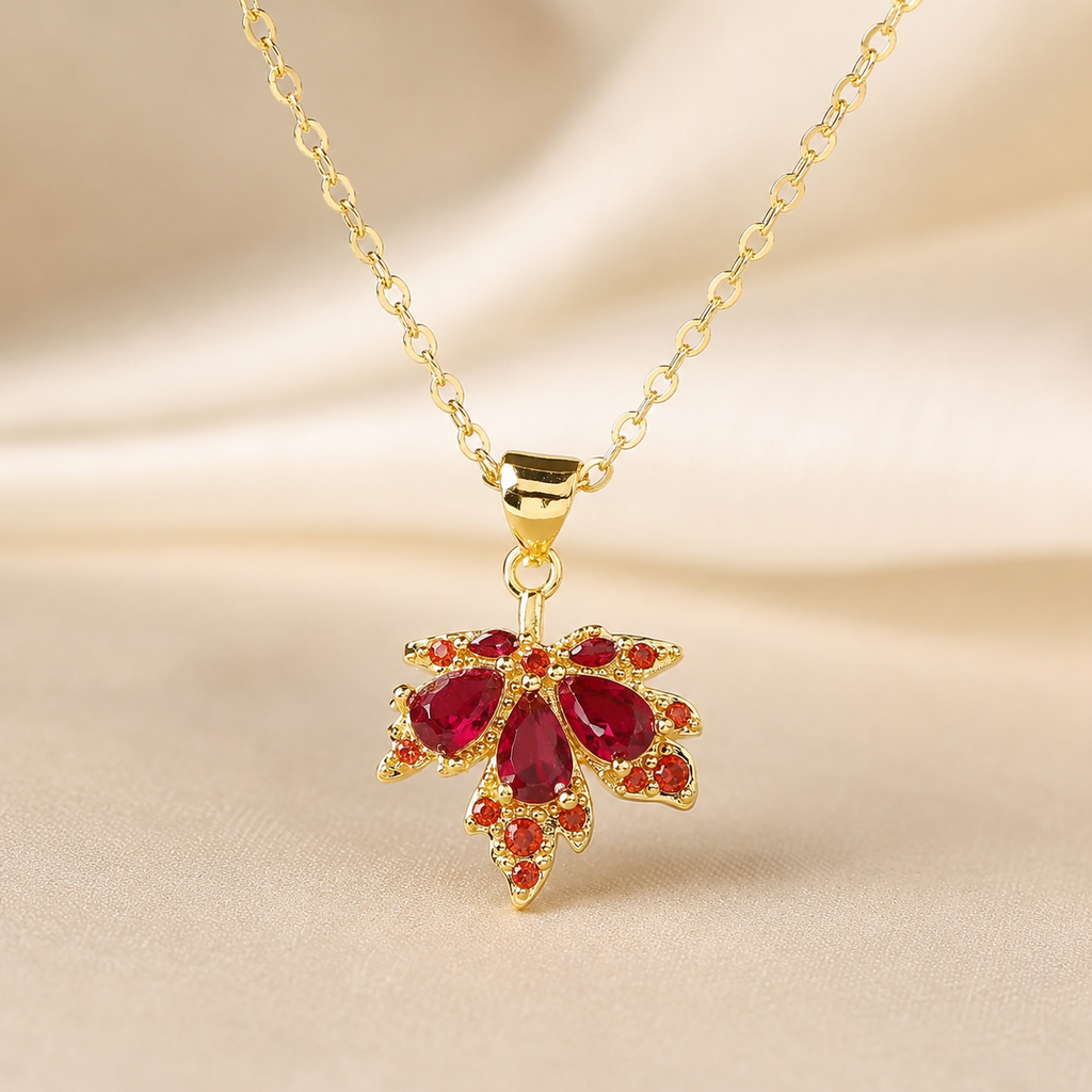 Gianna Crystal Leaf Pendant Necklace