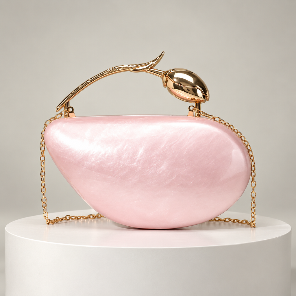 Celeste Women’s Sculptural Floral Handle Evening Clutch Bag