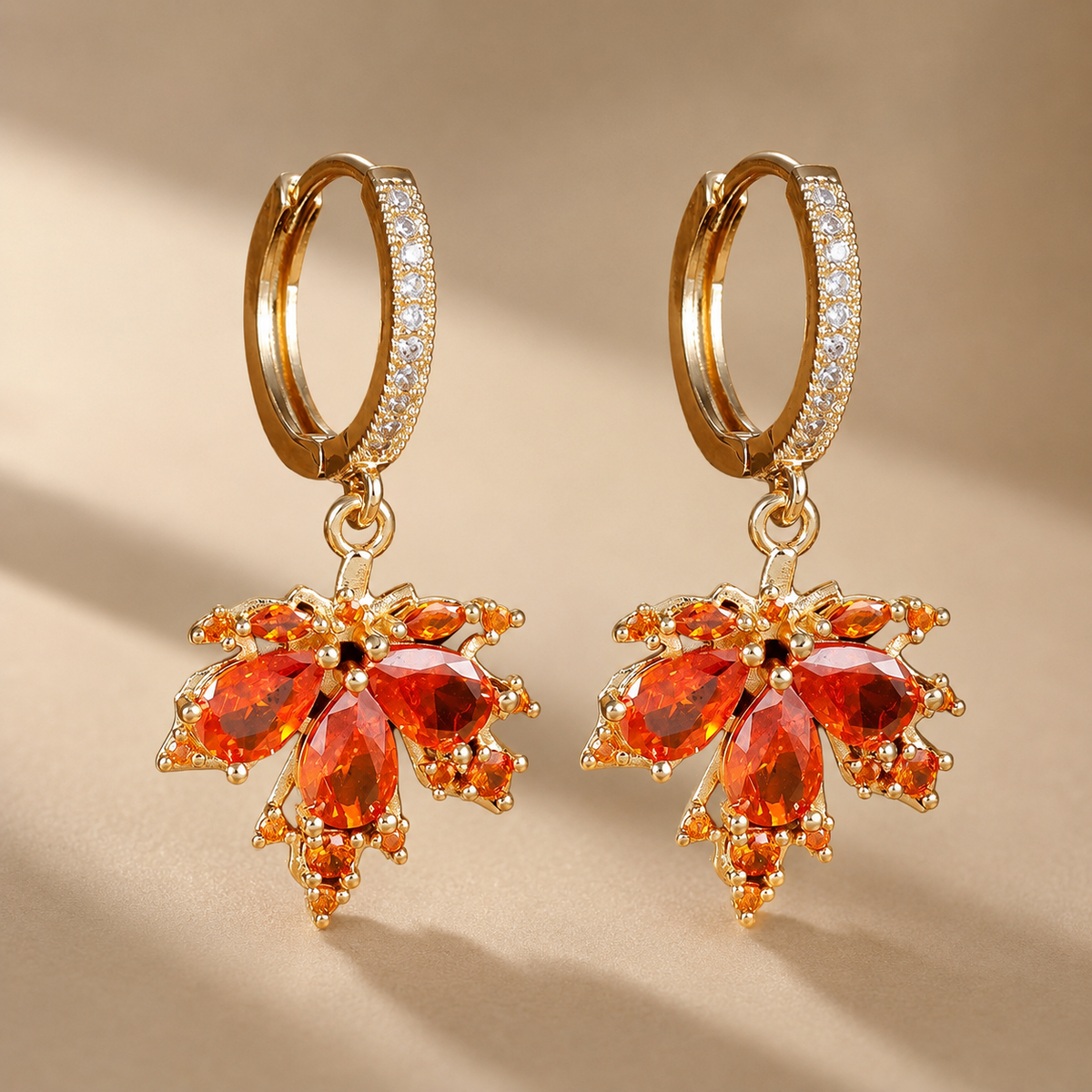 Rosalie Crystal Leaf Drop Earrings