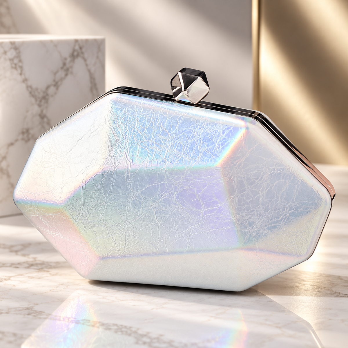 Marcella Geometric Metallic Evening Clutch