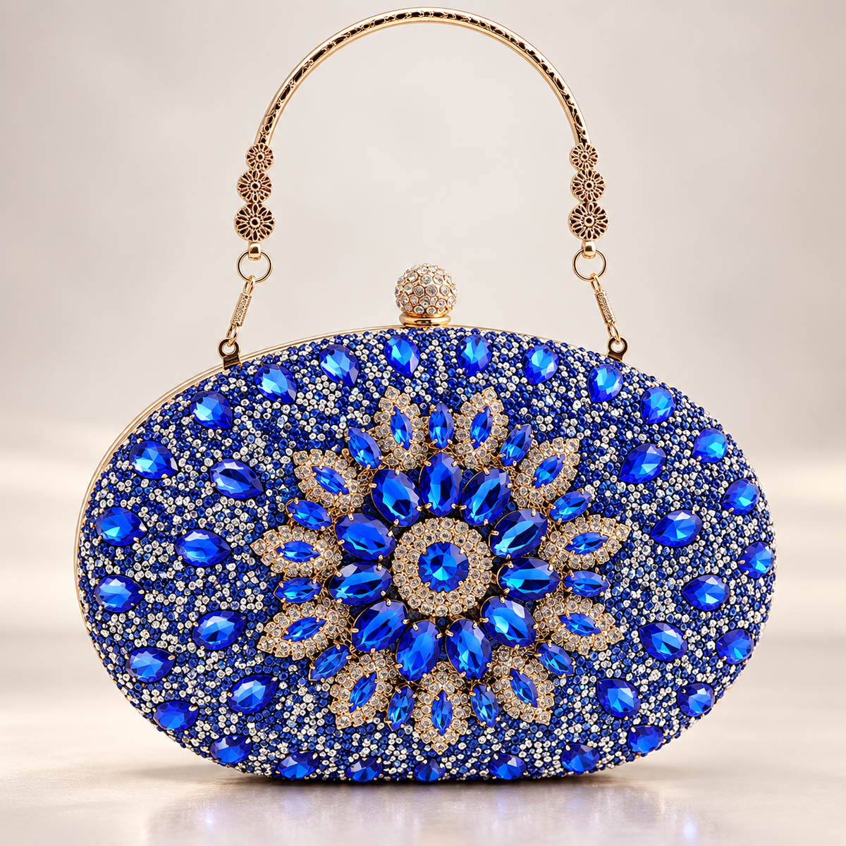 Lucia Crystal Floral Evening Clutch with Top Handle