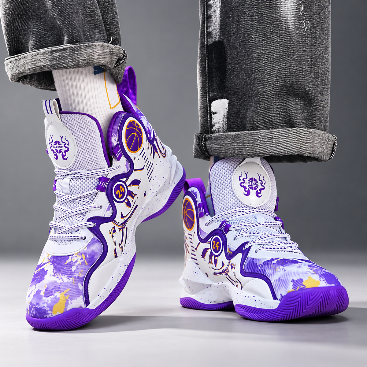 Avery High-Top Basketball-Inspired Sneakers – Sculpted Sole & Graphic Detail