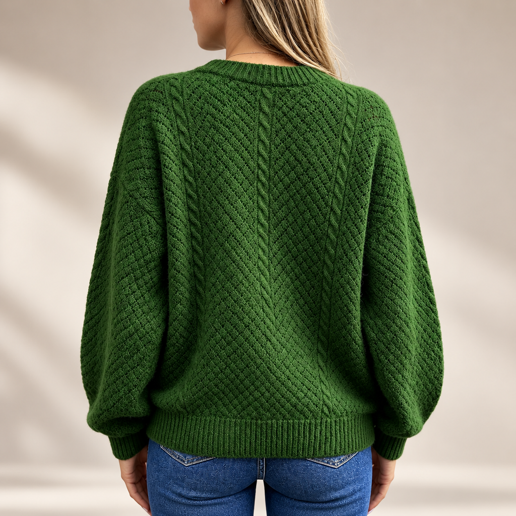 Gianna Floral Embroidered Cable Knit Sweater