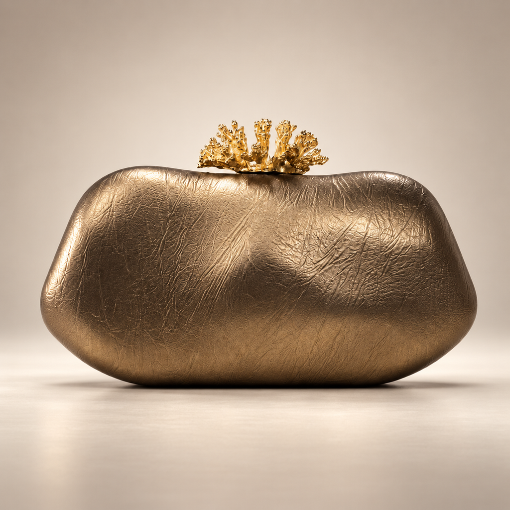 Valentina Italian Coral Clasp Evening Clutch Bag