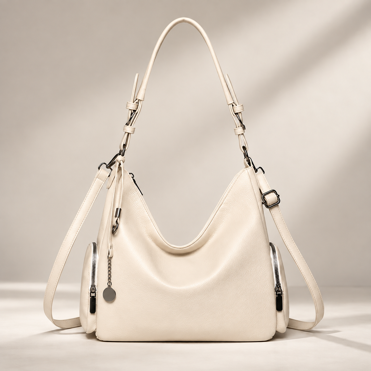 Lucienne Women’s Hobo Shoulder Bag – Slouchy Crossbody Handbag with Side Zip Pockets