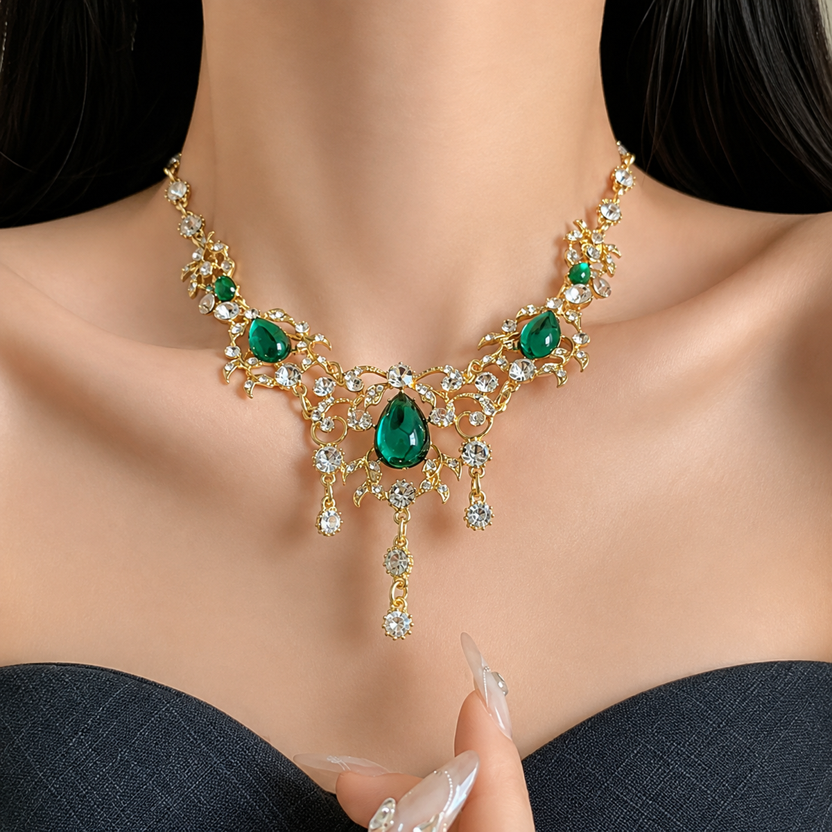 Camille Emerald Green Teardrop Crystal Jewelry