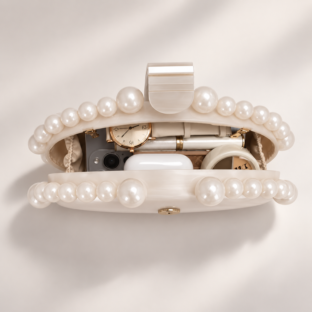 Camille Beaded Marbled Oval Clutch Evening Bag