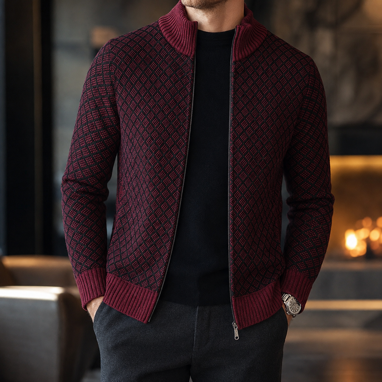 Sebastian Men's Zip-Up Cardigan Sweater – Refined Full-Zip Knit Layer