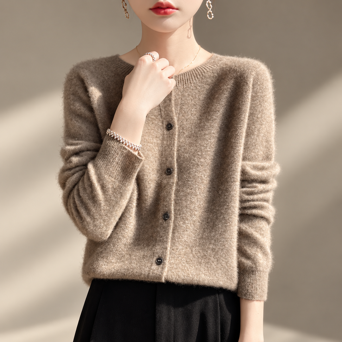 Elodie Soft Knit Button-Front Cardigan
