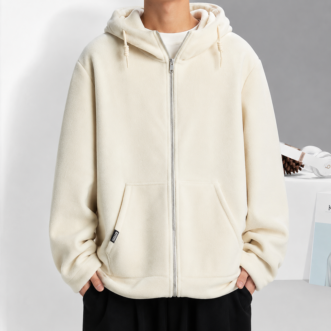 Bennett Men’s Full-Zip Hooded Fleece Jacket with Front Pockets