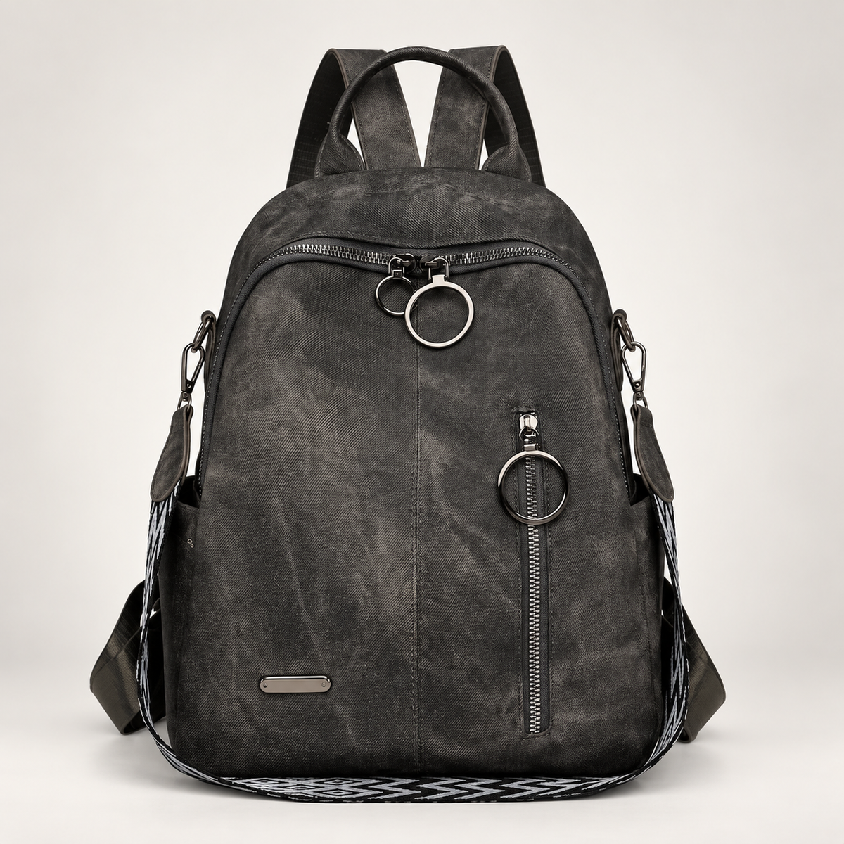 Camille Women’s Casual Backpack Purse with Ring-Pull Zippers