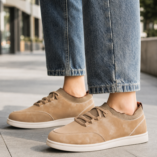 Adrian Men's Textured Low-Top Sneakers with Knit Collar