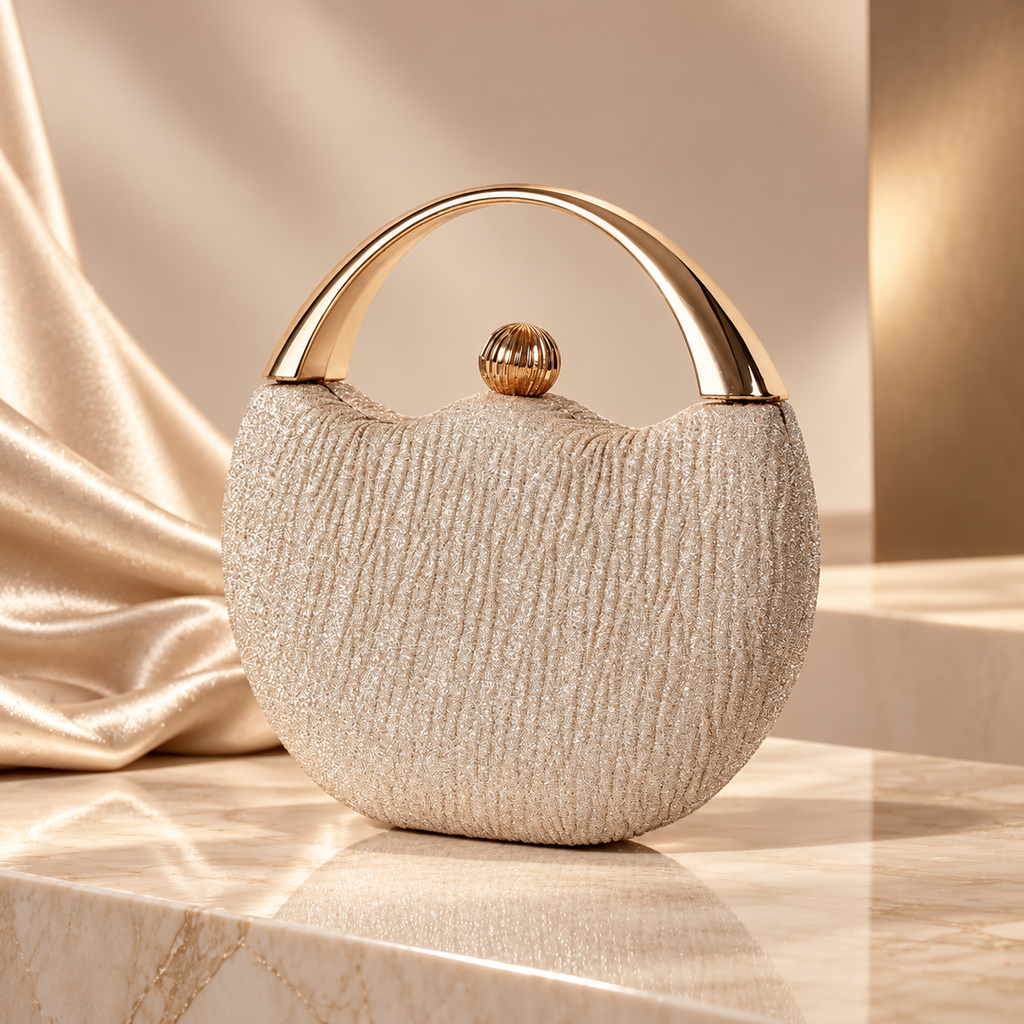 Camille Glitter Evening Handbag with Gold Handle