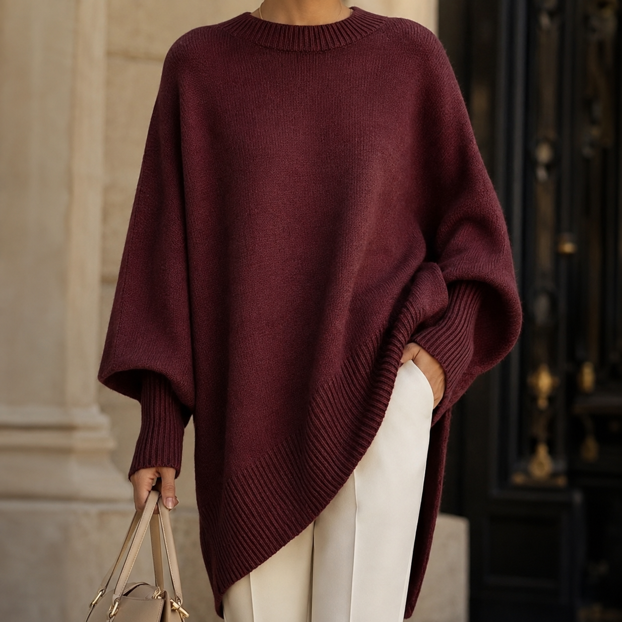 Camille Women's Oversized Knit Pullover Sweater