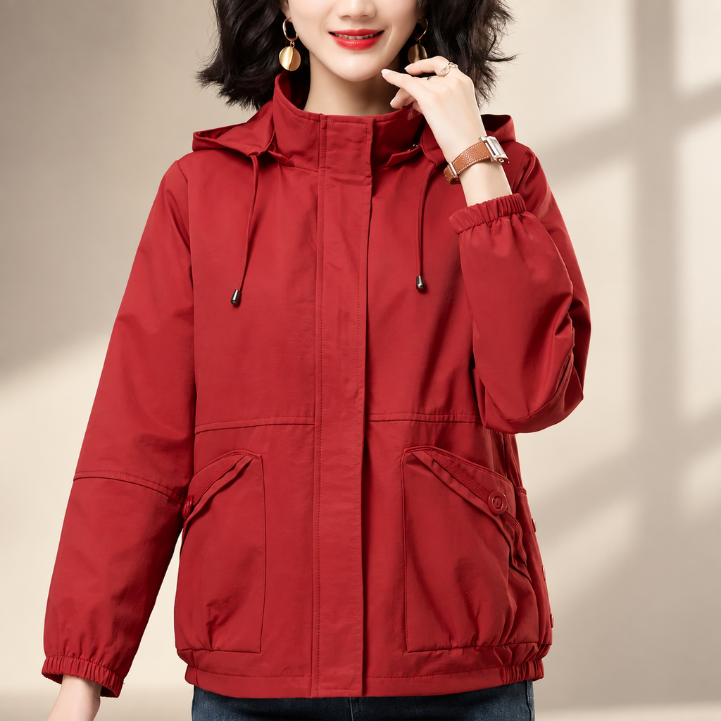 Avery Women’s Hooded Utility Jacket – Zip Front Long Sleeve Casual Coat
