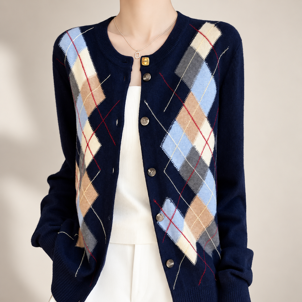 Camille Women’s Argyle Knit Cardigan
