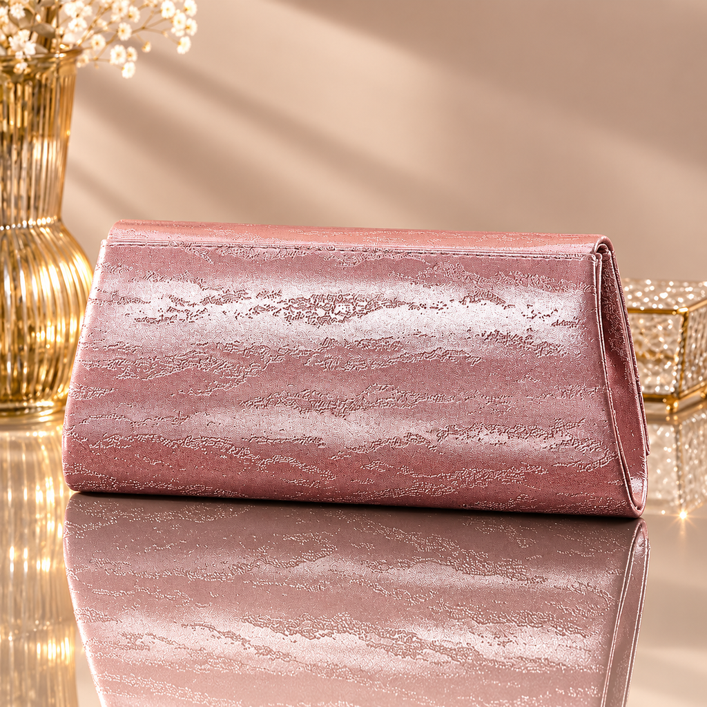 Adeline Pink Metallic Evening Clutch Bag