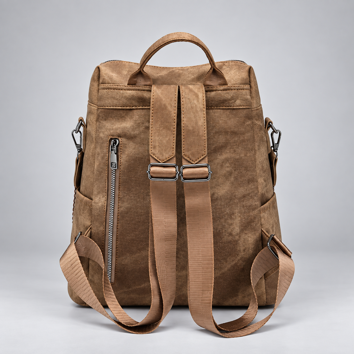 Florence Women’s Convertible Backpack Purse – Washed Multi-Pocket Crossbody Travel Bag