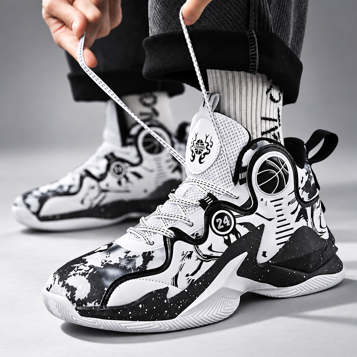 Avery High-Top Basketball-Inspired Sneakers – Sculpted Sole & Graphic Detail