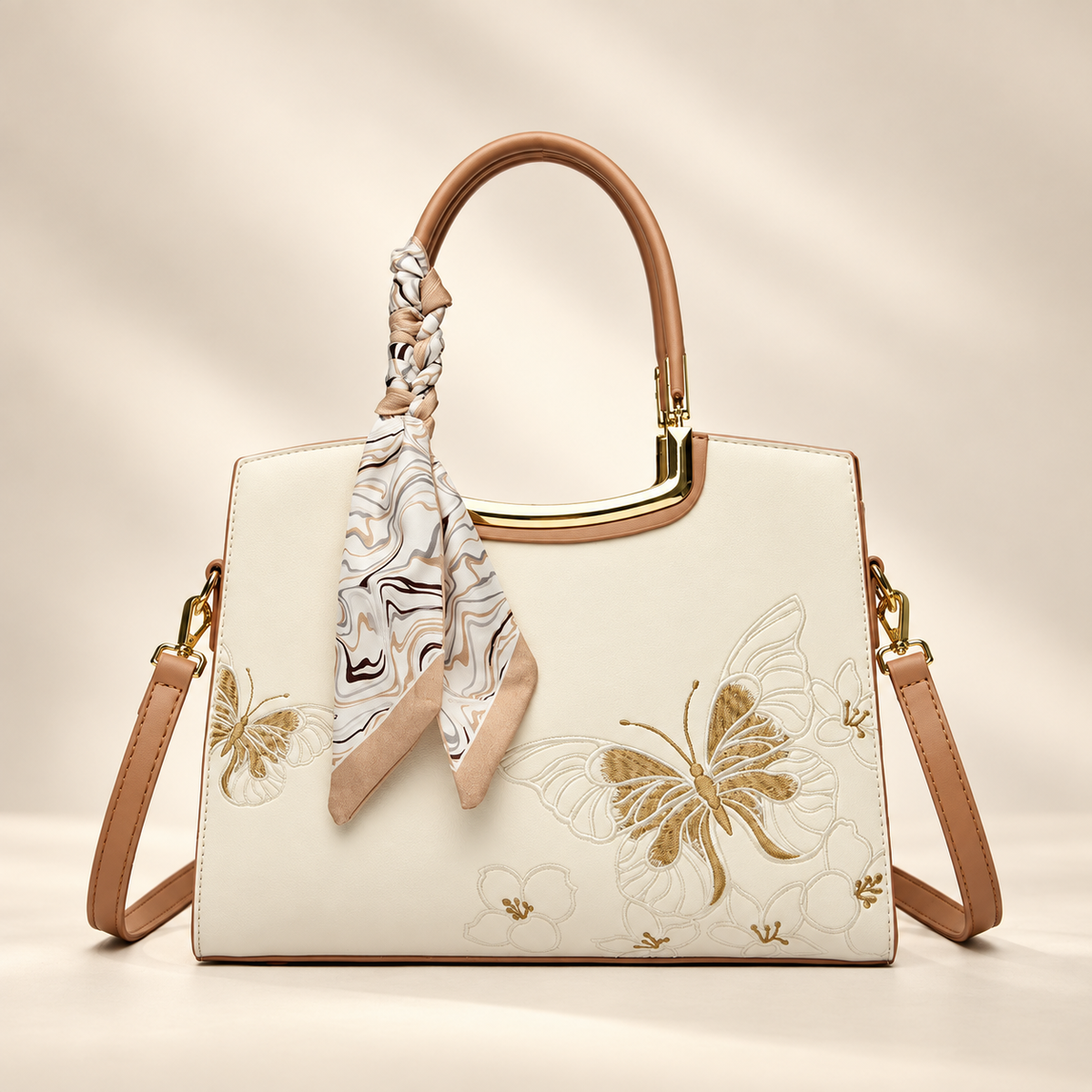 Alessia Butterfly Embroidered Satchel Handbag