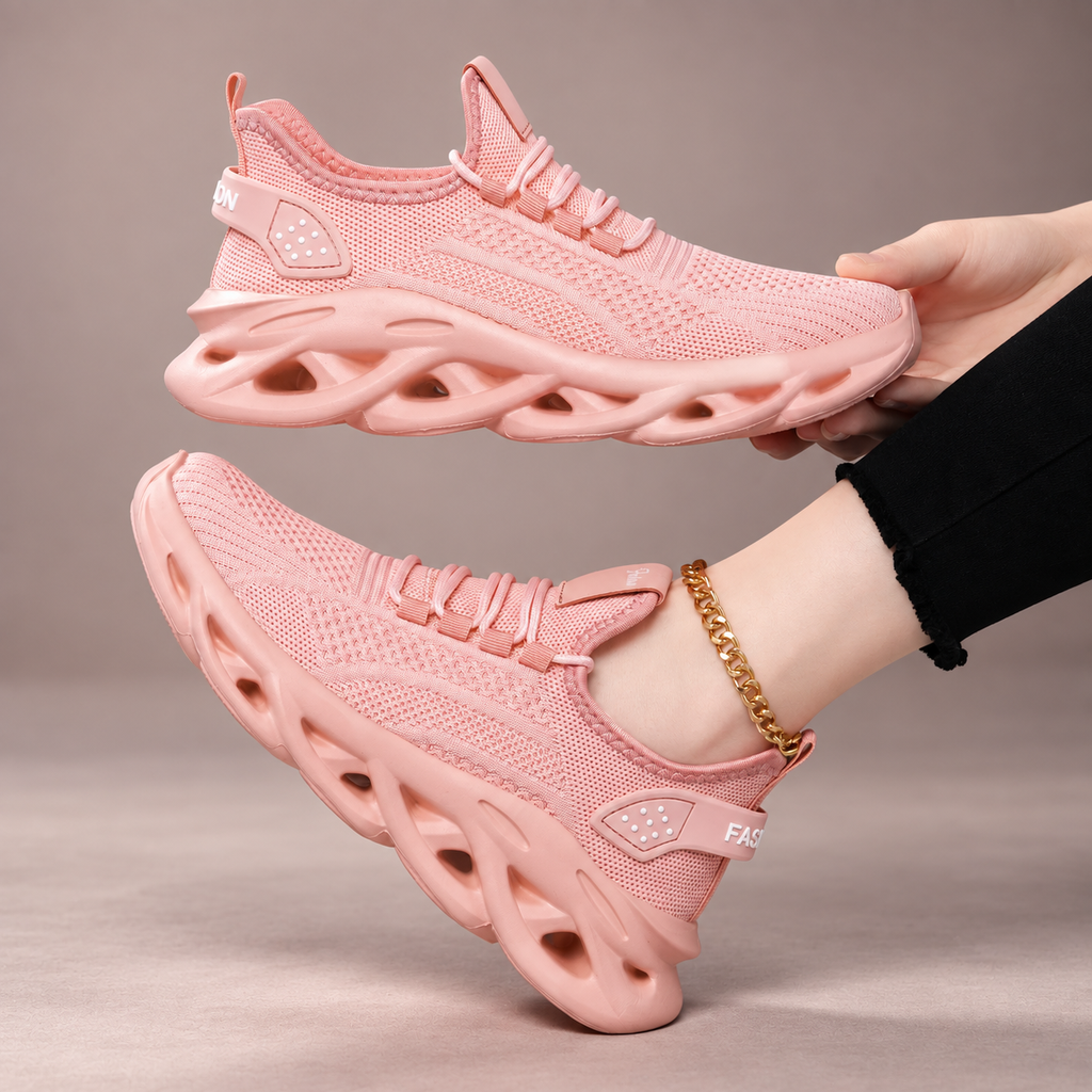 Bianca Women’s Knit Platform Sneakers – Lace-Up Hollow Sole Walking Shoes
