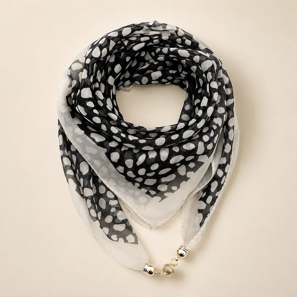 Sabrina Leopard Print Magnetic Buckle Neck Scarf