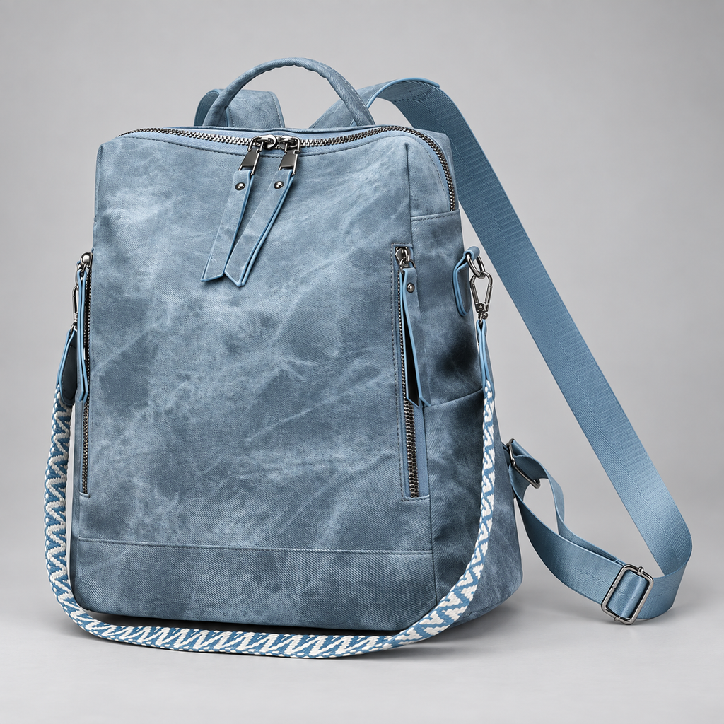 Florence Women’s Convertible Backpack Purse – Washed Multi-Pocket Crossbody Travel Bag