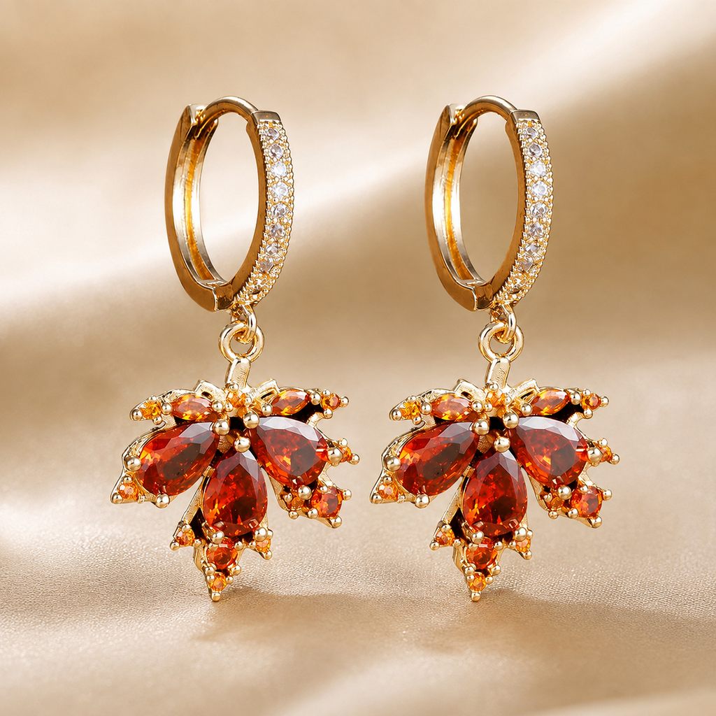 Rosalie Crystal Leaf Drop Earrings
