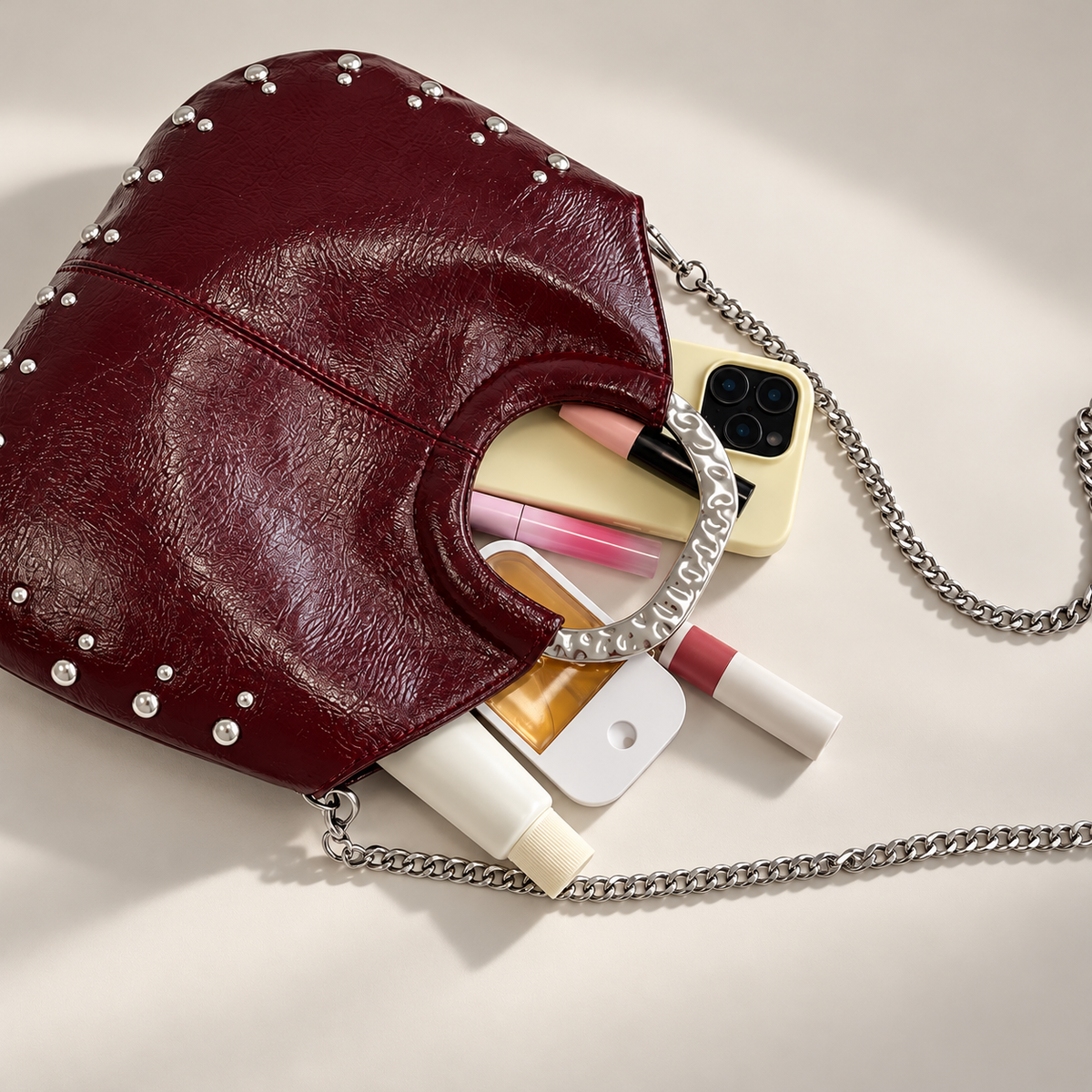 Margot Studded Shoulder Bag with Chain Strap