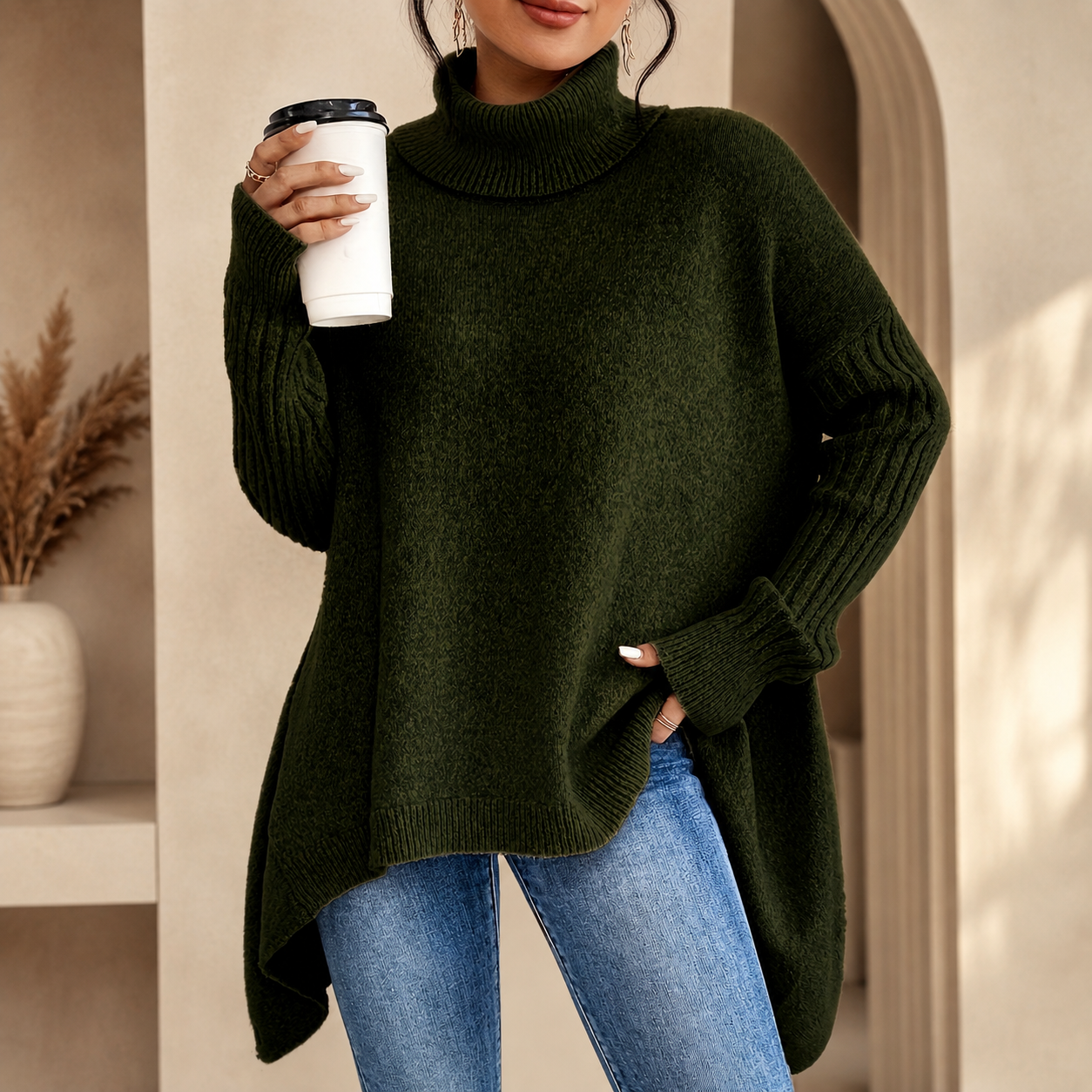 Isabella Women’s Oversized Turtleneck Sweater