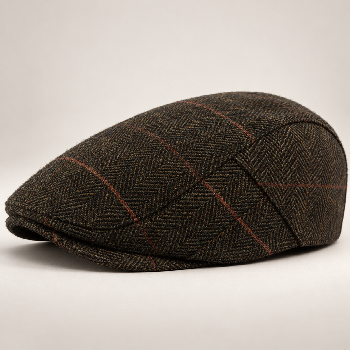 Callum Men’s Herringbone Plaid Flat Cap – Classic Check Driving Hat