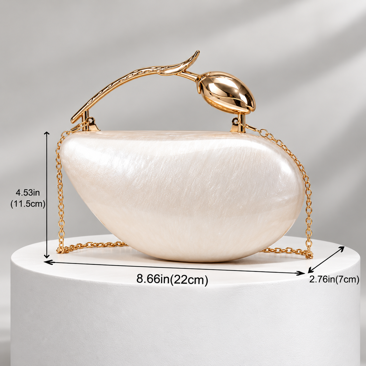 Celeste Women’s Sculptural Floral Handle Evening Clutch Bag