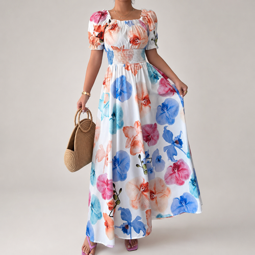 Lily's Floral Puff Sleeve Maxi Dress