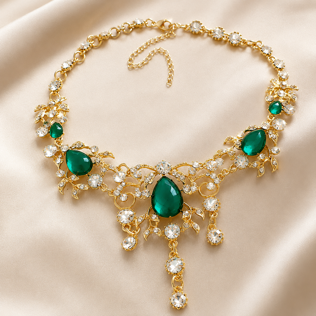 Camille Emerald Green Teardrop Crystal Jewelry