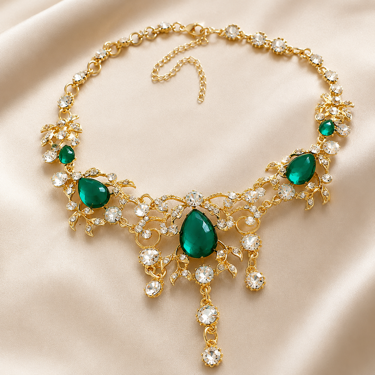 Camille Emerald Green Teardrop Crystal Jewelry
