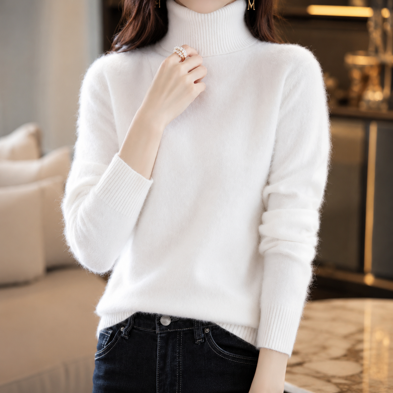 Cecilia Women's Turtleneck Knit Sweater