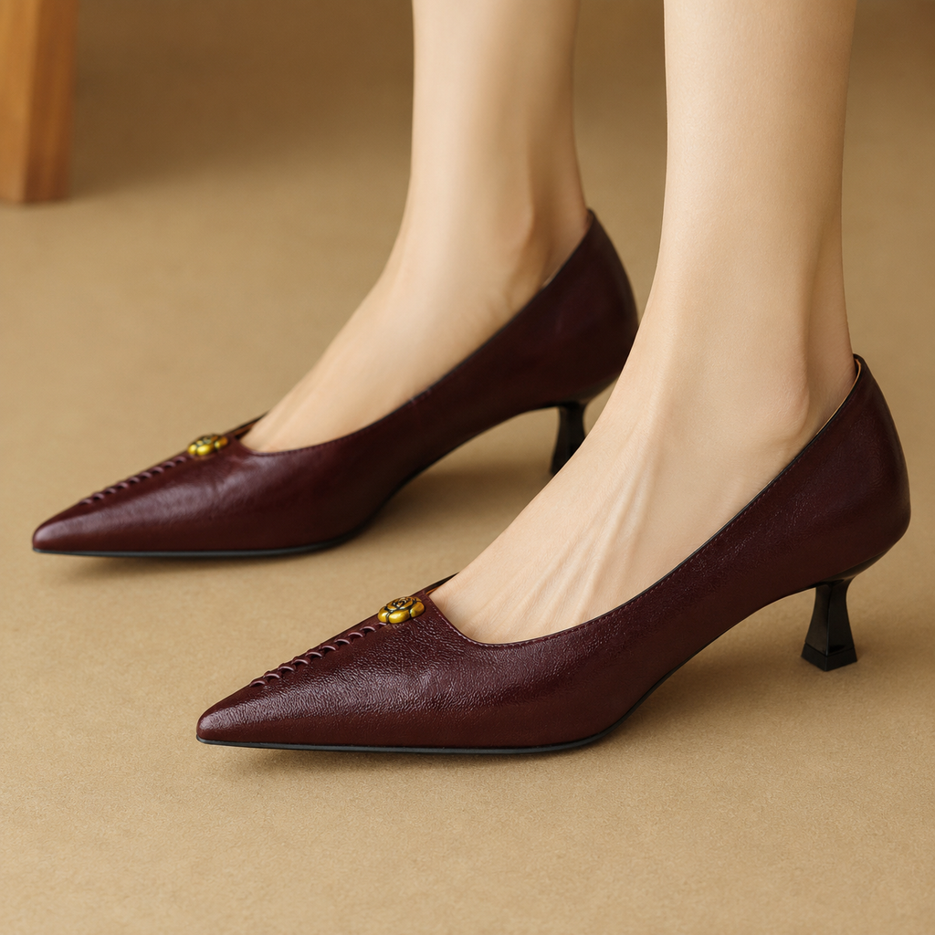 Elena Women’s Genuine Leather Pointed-Toe Pumps