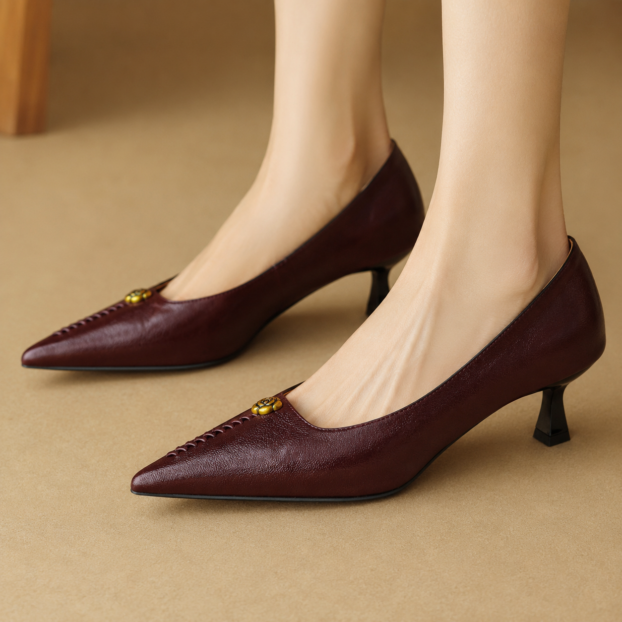 Elena Women’s Genuine Leather Pointed-Toe Pumps